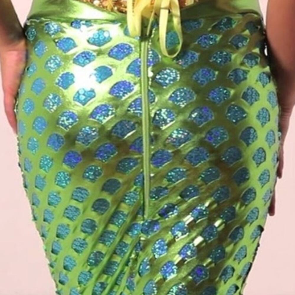 NEW Roma Green Mermaid Tail Skirt Costume w/ Blue‎ Sequins & Back Zip Small - Picture 5 of 10